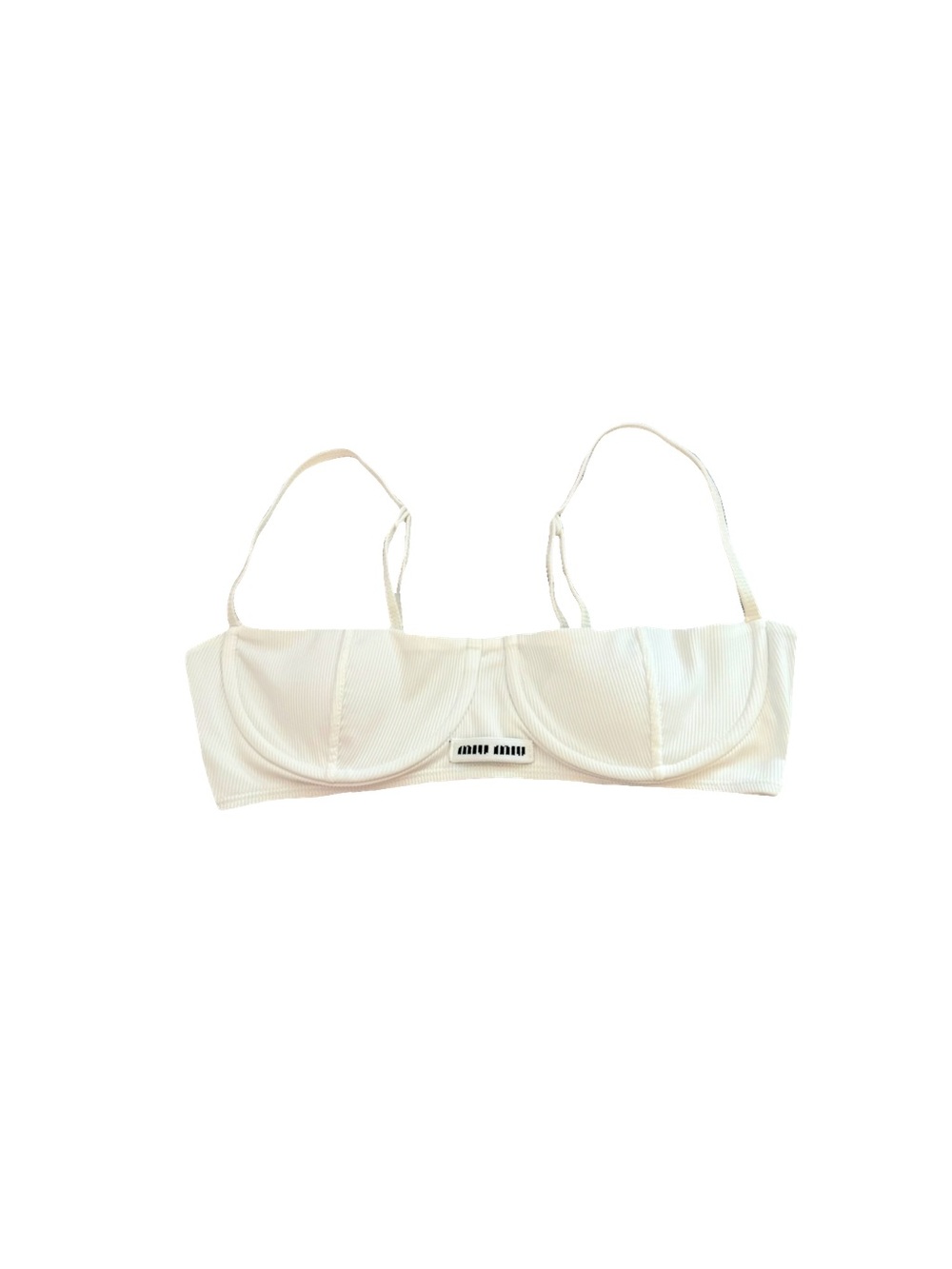 NWOT MIU MIU WHITE RIBBED LOGO BRALETTE // SIZE MEDIUM 🤍